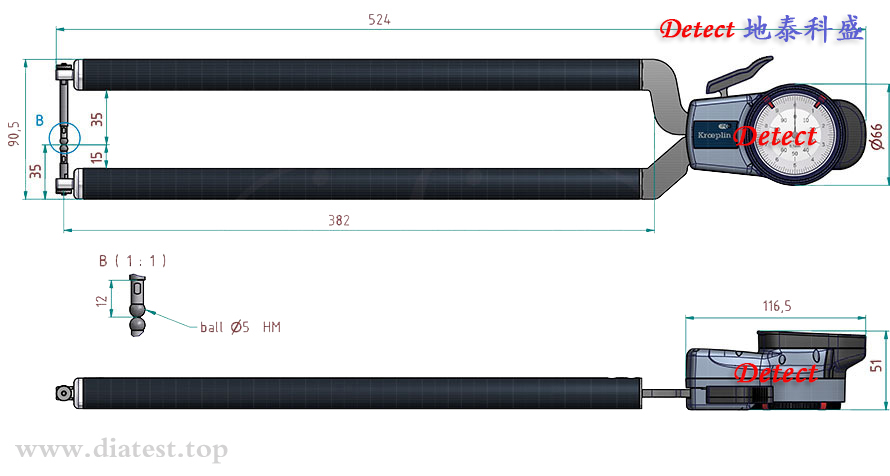 指针式管壁厚度测量卡规D8R100(图2)